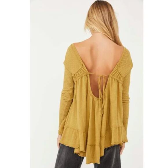 NWT Free People Sundae Yellow LS Knit Top Size XS - Picture 2 of 8
